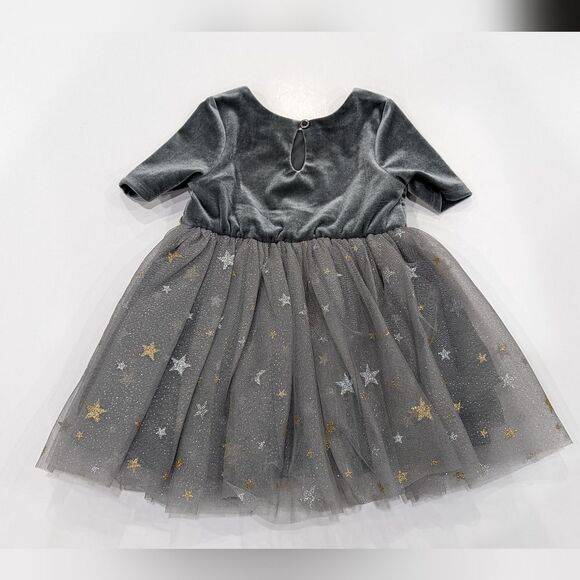 Zunie Gray Silver Gold Fancy Tulle Sparkle Poofy Christmas Party Dress Size 24mo - Picture 4 of 7